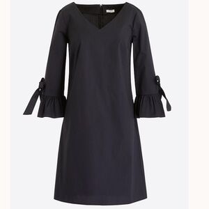 J. Crew Factory Black Sheath Dress with Ruffle Tie Bell Sleeves